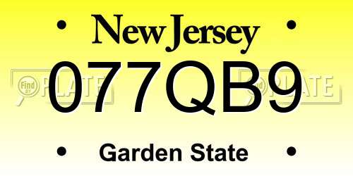 077QB9 New Jersey License Plate