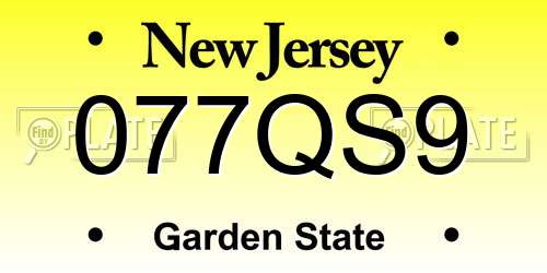 077QS9 New Jersey License Plate