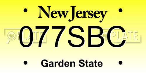 077SBC New Jersey License Plate