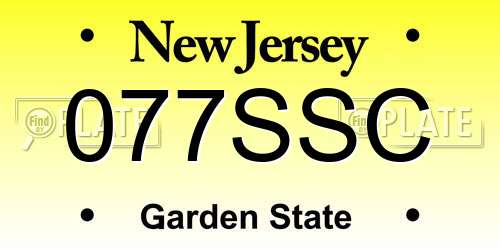 077SSC New Jersey License Plate