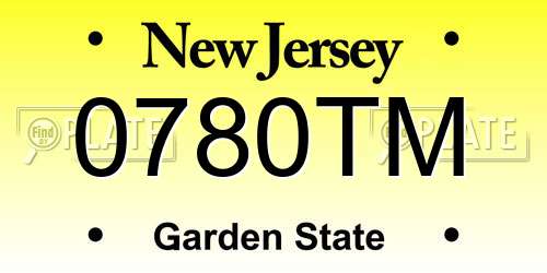 0780TM New Jersey License Plate