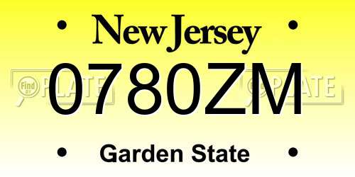 0780ZM New Jersey License Plate