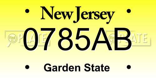 0785AB New Jersey License Plate