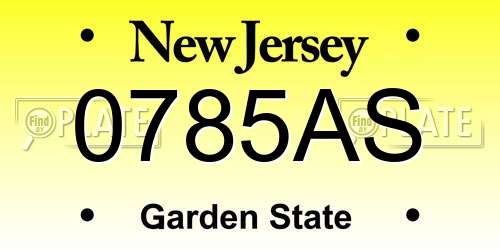 0785AS New Jersey License Plate