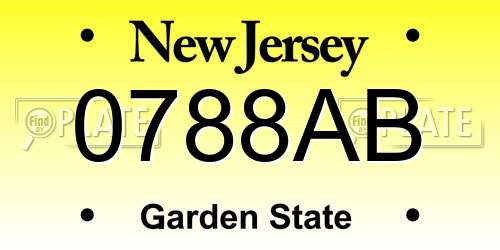 0788AB New Jersey License Plate