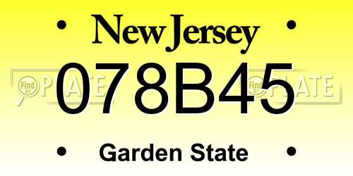 078B45 New Jersey License Plate