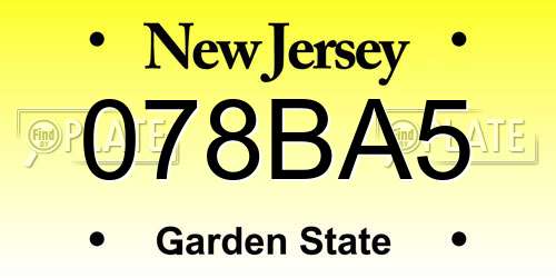 078BA5 New Jersey License Plate