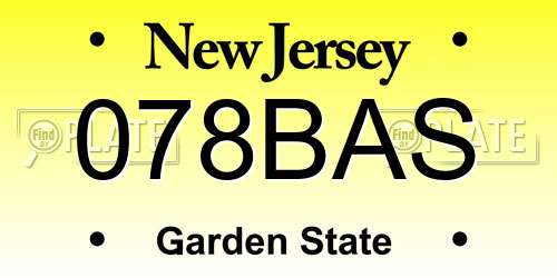 078BAS New Jersey License Plate