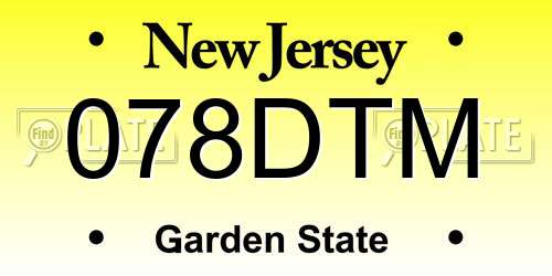 078DTM New Jersey License Plate