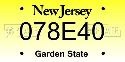 078E40 New Jersey License Plate