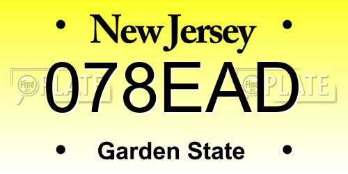 078EAD New Jersey License Plate