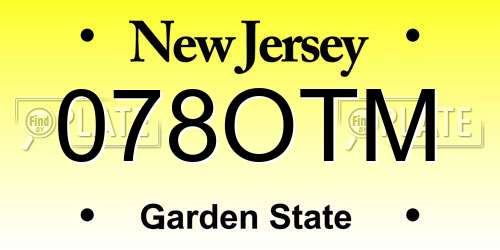 078OTM New Jersey License Plate