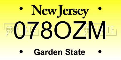 078OZM New Jersey License Plate