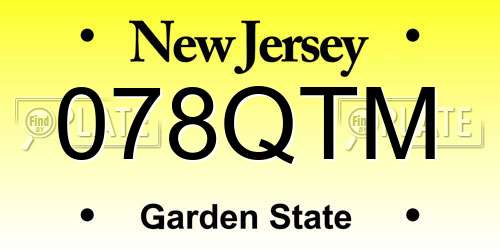 078QTM New Jersey License Plate