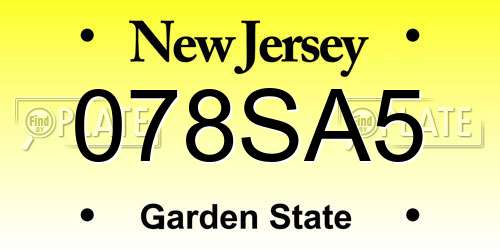 078SA5 New Jersey License Plate