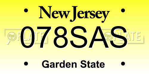 078SAS New Jersey License Plate