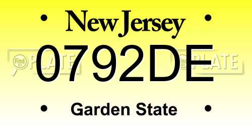 0792DE New Jersey License Plate