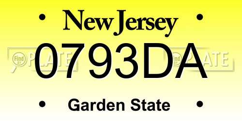 0793DA New Jersey License Plate