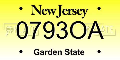 0793OA New Jersey License Plate