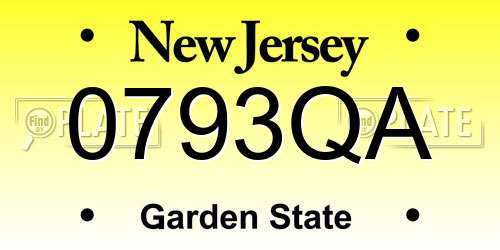 0793QA New Jersey License Plate