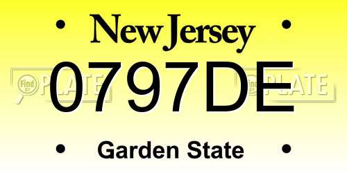 0797DE New Jersey License Plate