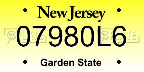 07980L6 New Jersey License Plate