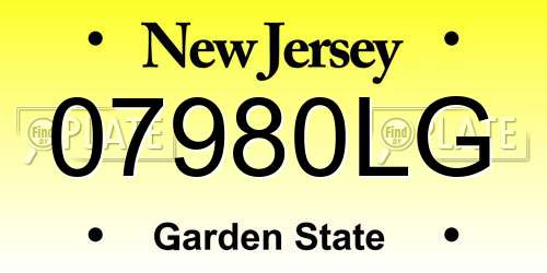 07980LG New Jersey License Plate