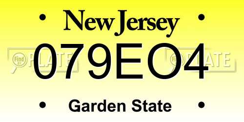 079EO4 New Jersey License Plate