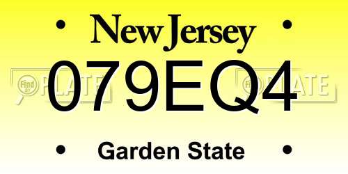 079EQ4 New Jersey License Plate