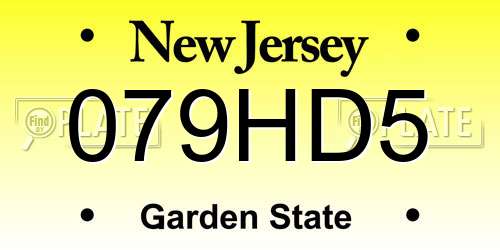 079HD5 New Jersey License Plate