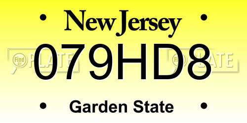 079HD8 New Jersey License Plate