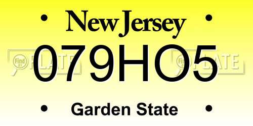 079HO5 New Jersey License Plate