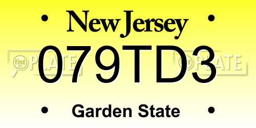 079TD3 New Jersey License Plate