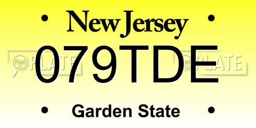 079TDE New Jersey License Plate