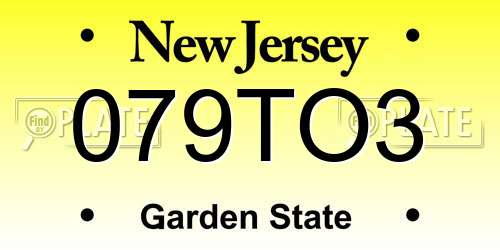 079TO3 New Jersey License Plate