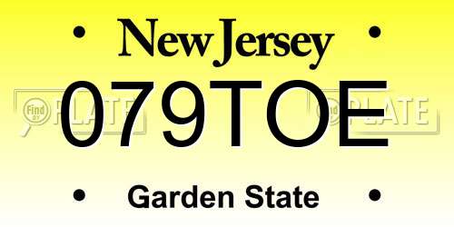079TOE New Jersey License Plate