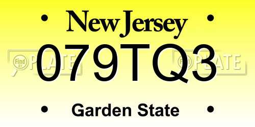 079TQ3 New Jersey License Plate