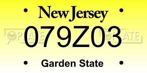 079Z03 New Jersey License Plate