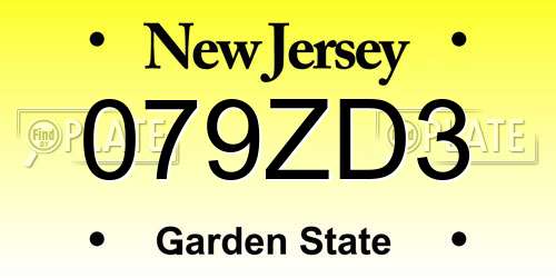 079ZD3 New Jersey License Plate