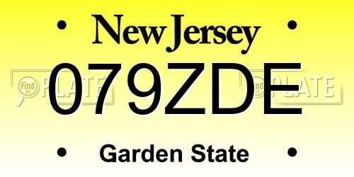 079ZDE New Jersey License Plate