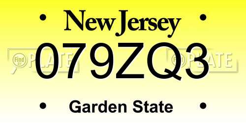 079ZQ3 New Jersey License Plate