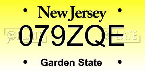 079ZQE New Jersey License Plate