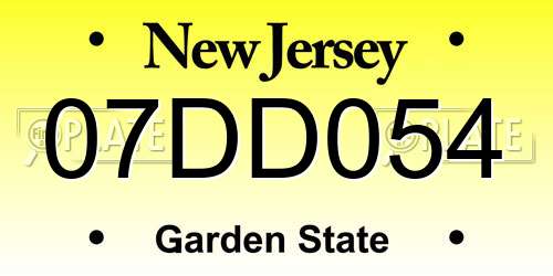 07DD054 New Jersey License Plate