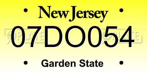 07DO054 New Jersey License Plate