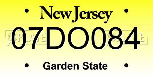 07DO084 New Jersey License Plate