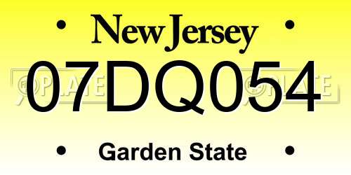 07DQ054 New Jersey License Plate