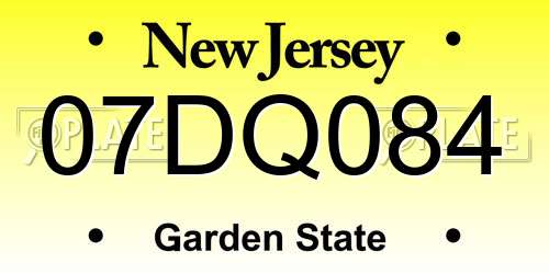 07DQ084 New Jersey License Plate