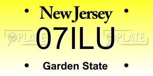 07ILU New Jersey License Plate