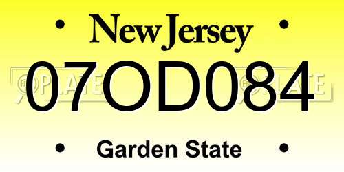 07OD084 New Jersey License Plate