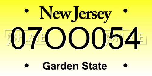 07OO054 New Jersey License Plate